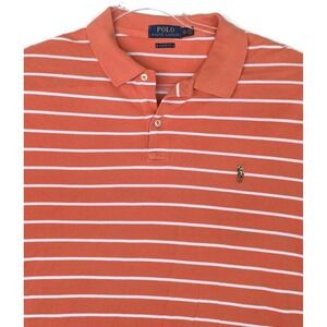 Polo Ralph Lauren Polo Shirt Mens 2XL Orange Classic Fit Striped Pony Logo